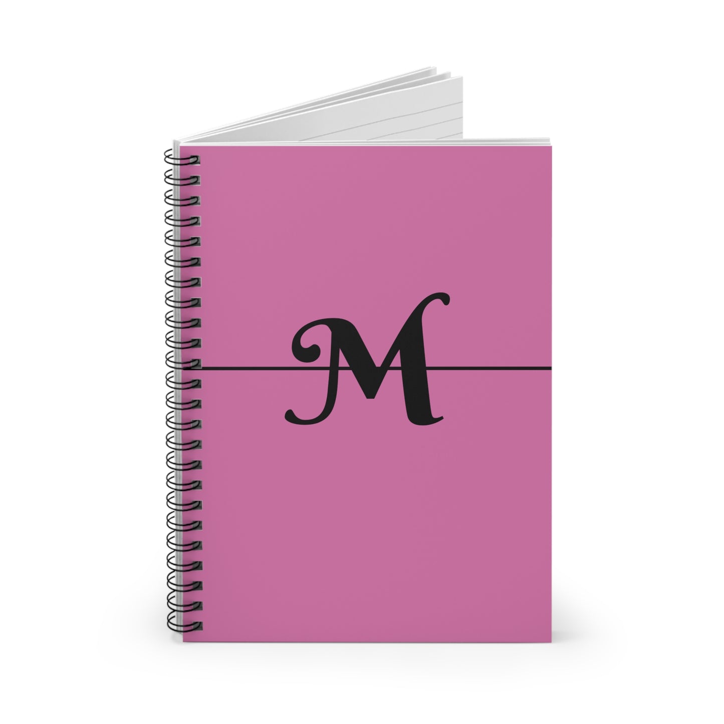 EllejaiisTravels Letter "M" Pink Spiral Notebook - Ruled Line
