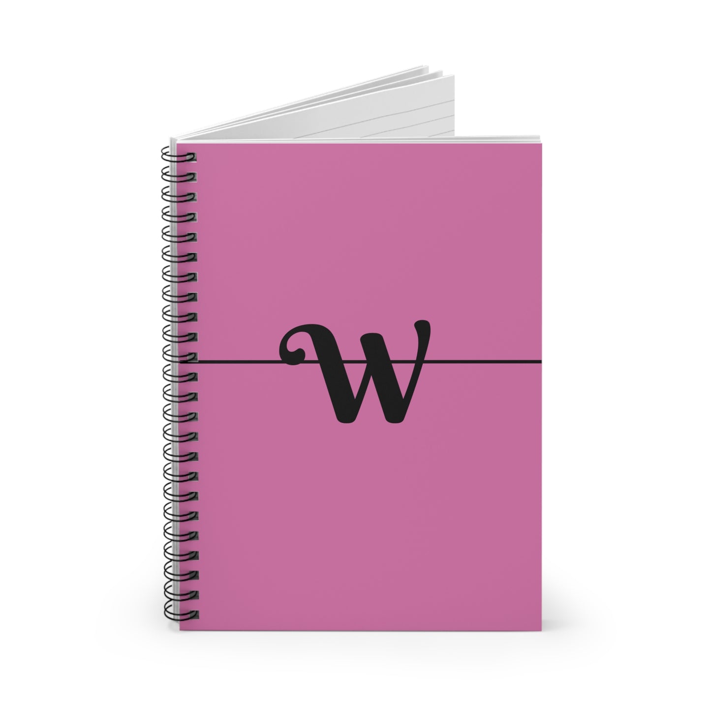 EllejaiisTravels Letter "W" Pink Spiral Notebook - Ruled Line