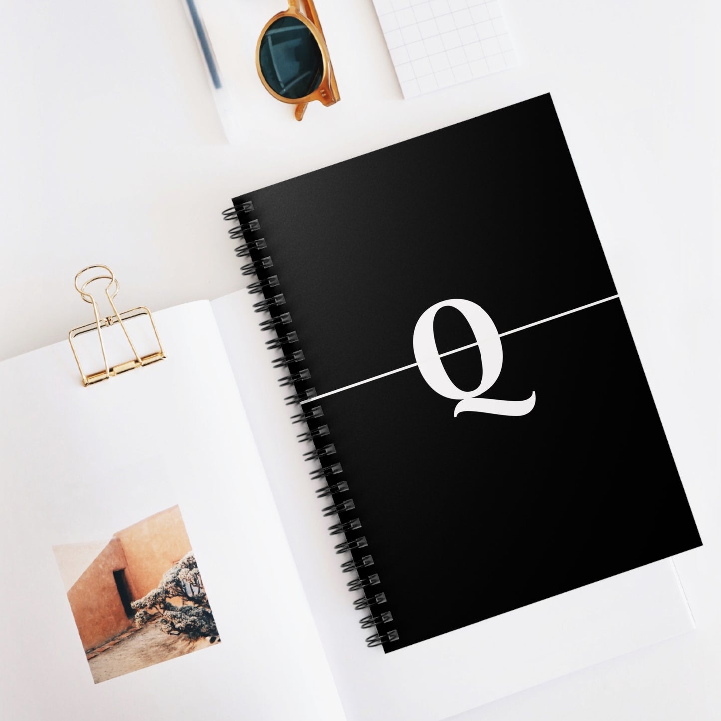 EllejaiisTravels Letter "Q" Pink Spiral Notebook - Ruled Line