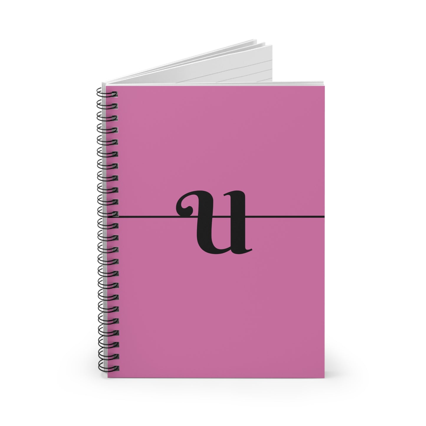 EllejaiisTravels Letter "U" Pink Spiral Notebook - Ruled Line