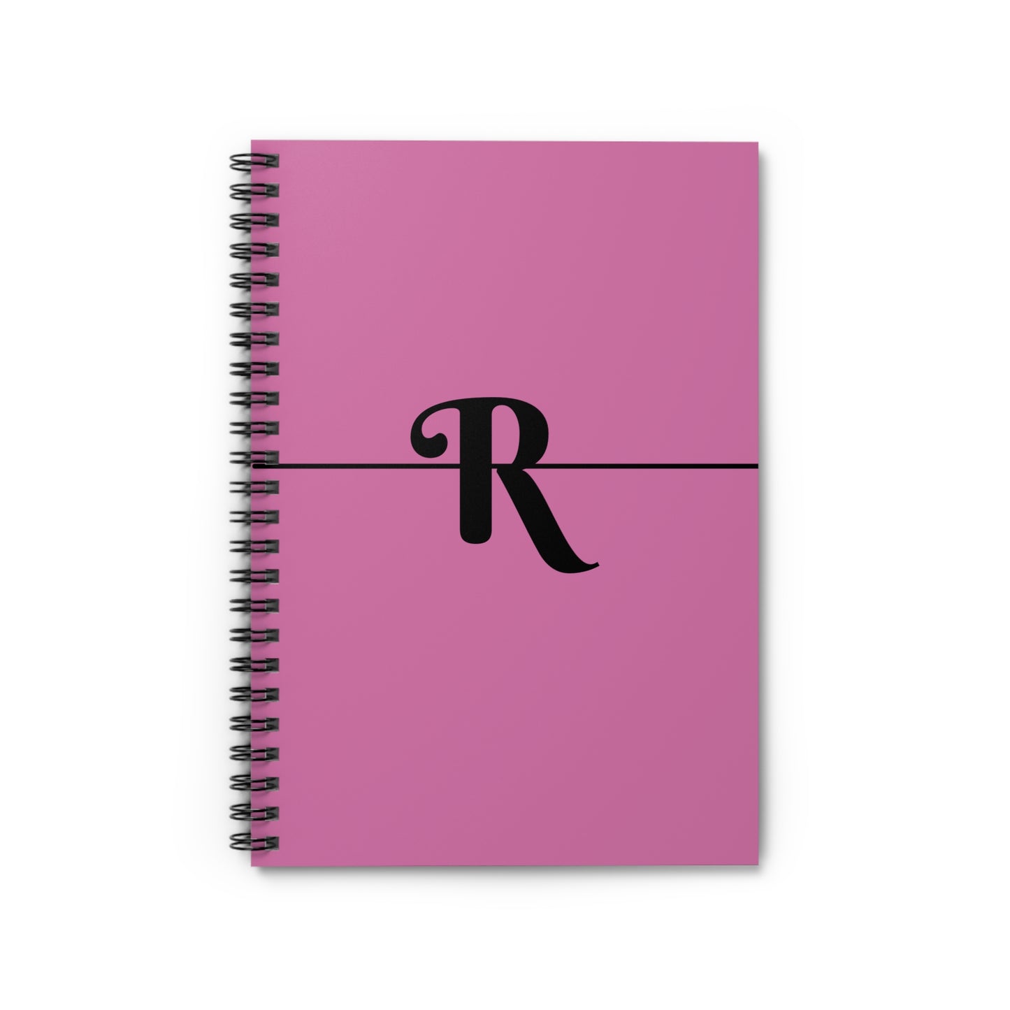 EllejaiiTravels Letter "R" Pink Spiral Notebook - Ruled Line