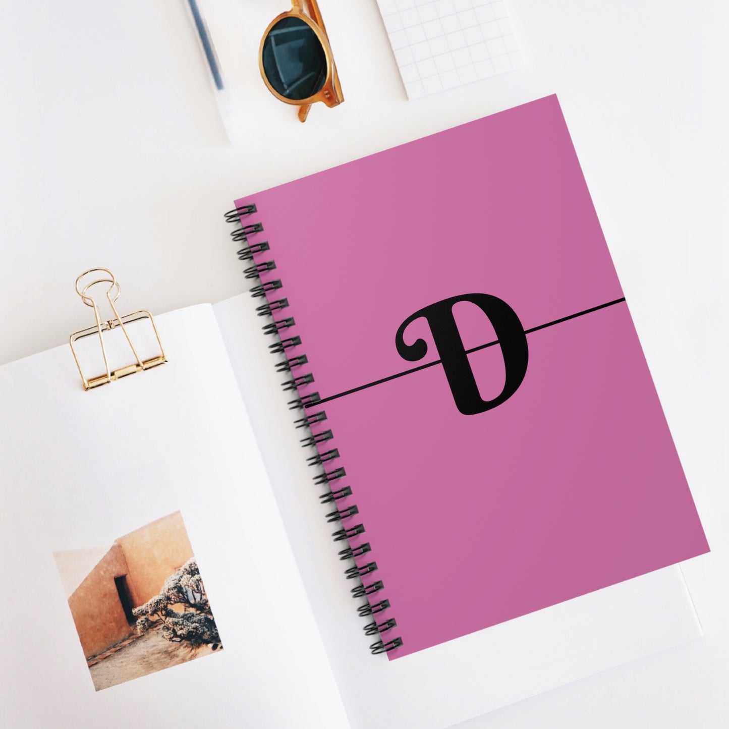 EllejaiisTravels Letter "D" Pink Spiral Notebook - Ruled Line
