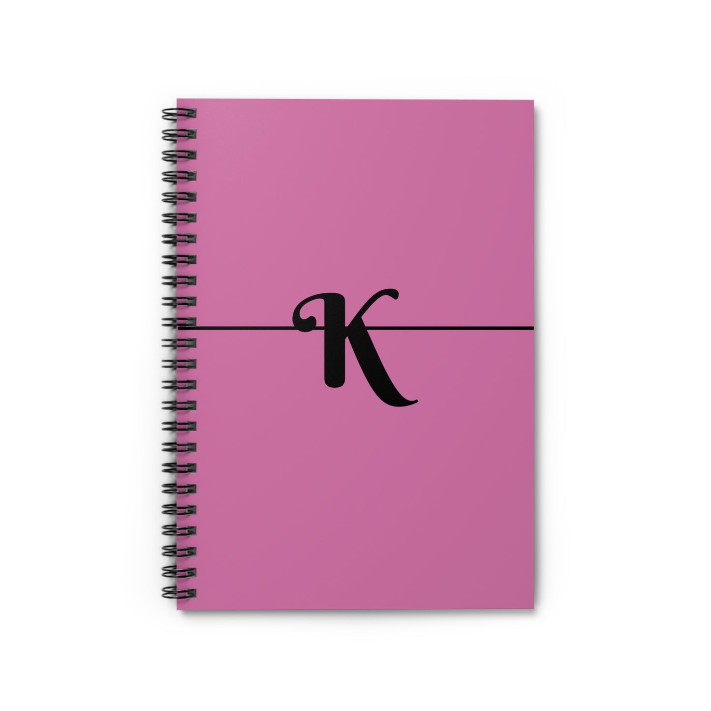 EllejaiisTravels Letter "K" Pink Spiral Notebook - Ruled Line