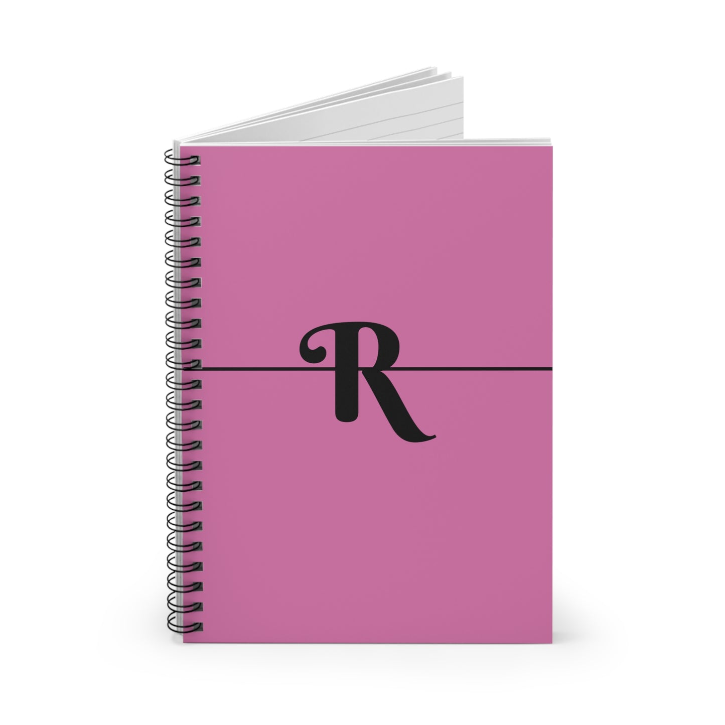 EllejaiiTravels Letter "R" Pink Spiral Notebook - Ruled Line