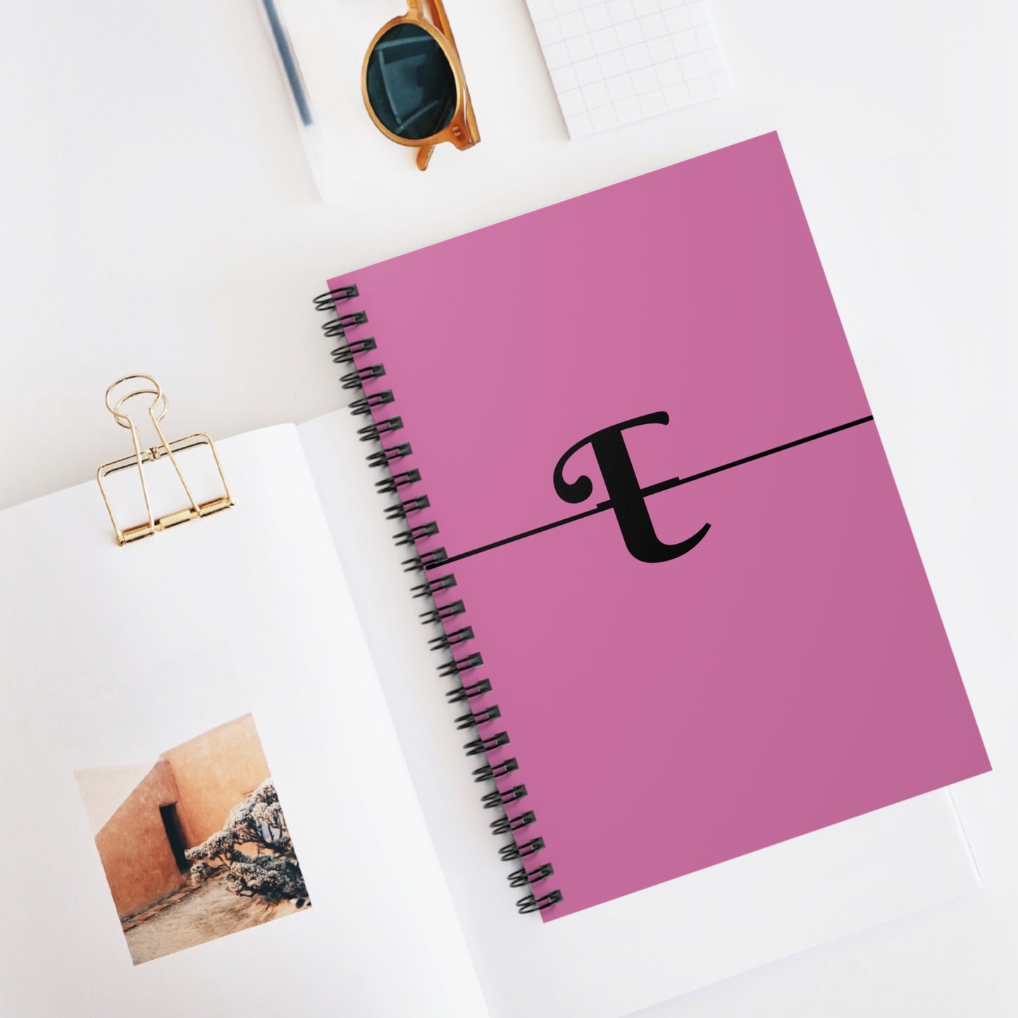 EllejaiisTravels Letter "E" Pink Spiral Notebook - Ruled Line