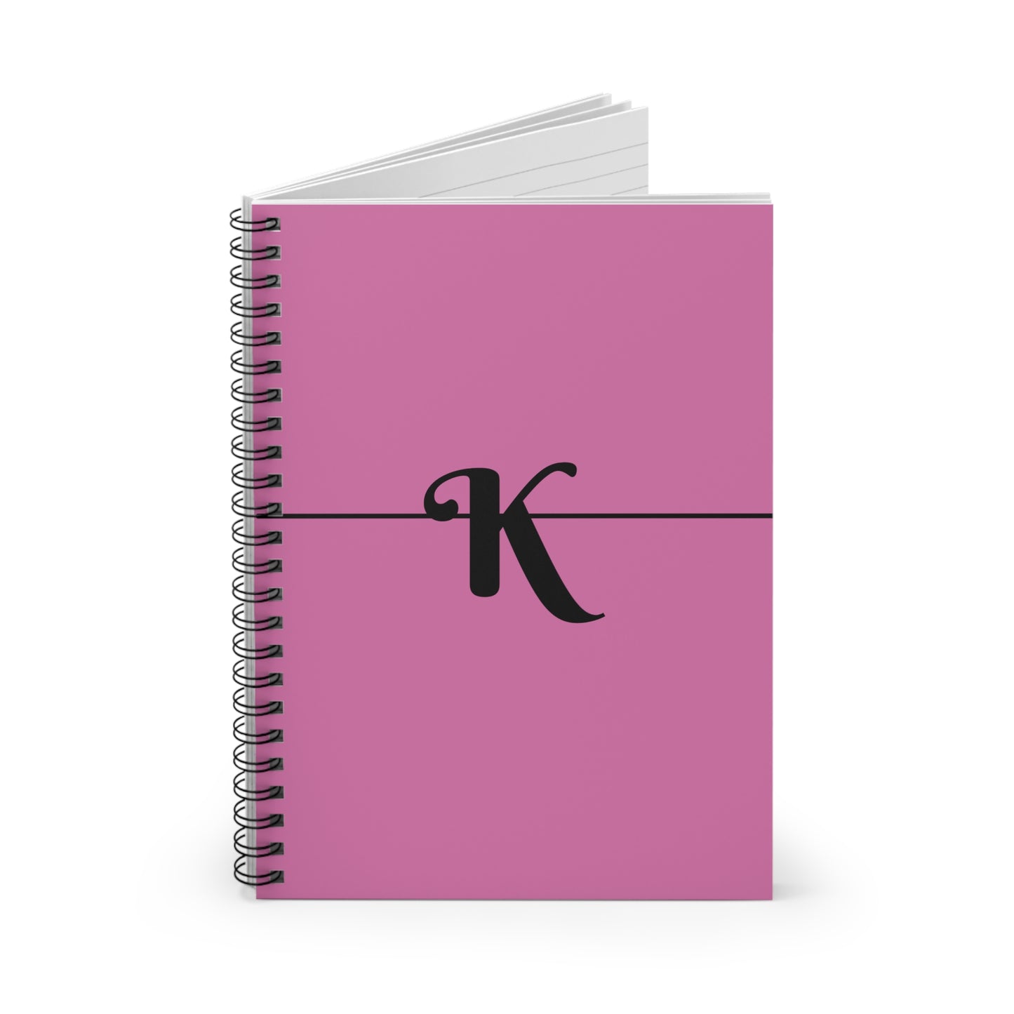 EllejaiisTravels Letter "K" Pink Spiral Notebook - Ruled Line