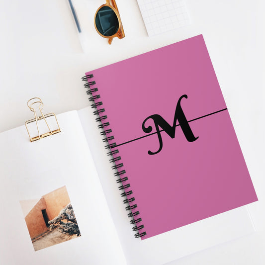 EllejaiisTravels Letter "M" Pink Spiral Notebook - Ruled Line