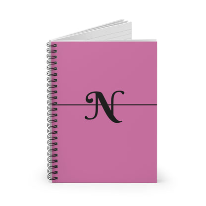 EllejaiisTravels Letter "N" Pink Spiral Notebook - Ruled Linen