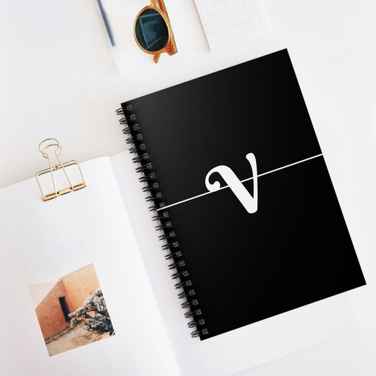 EllejaiisTravels Letter "V" Pink Spiral Notebook - Ruled Line
