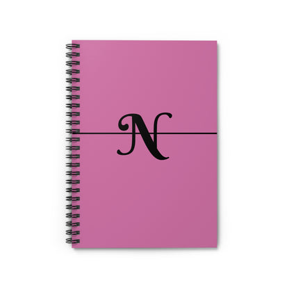 EllejaiisTravels Letter "N" Pink Spiral Notebook - Ruled Linen