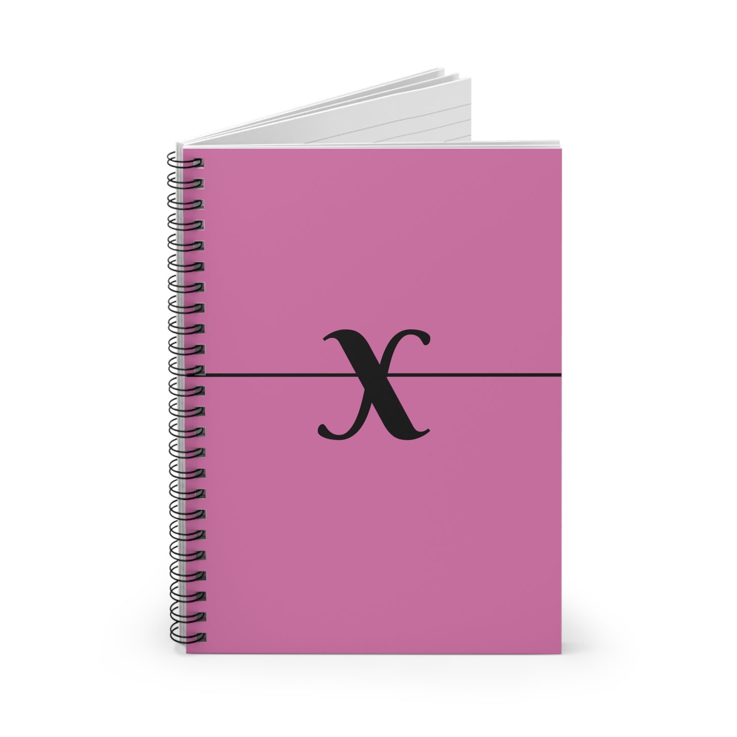 EllejaiisTravels Letter "X" Pink Spiral Notebook - Ruled Line